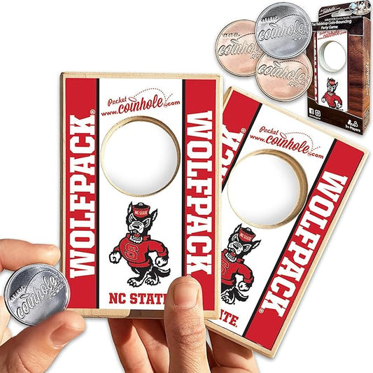 Tabletop Cornhole Game Set | Officially Licensed College Mini Football Cornhole Board Game | Includes Coins