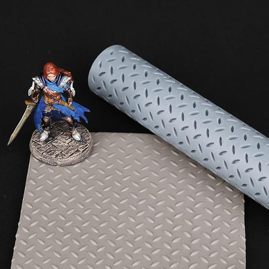 AUSPDICE Texture Roller Collection - High-Detail Gaming Accessories for Tabletop RPGs Like DND Dungeons and Dragons 3D Printed S412B Diamond Plate