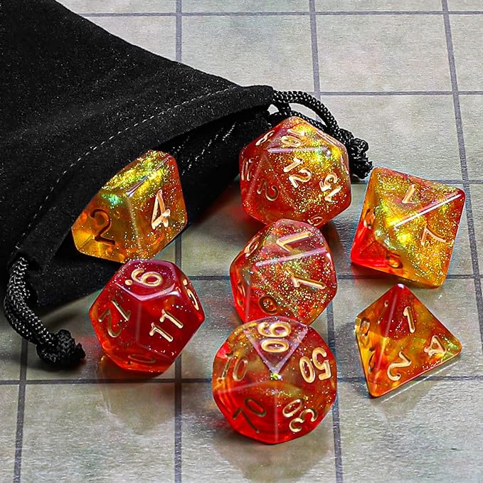 CiaraQ DND Polyhedral Dice Set with a Black Dice Bag for D&D RPG MTG Role Playing Table Games