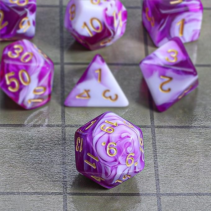 CiaraQ DND Polyhedral Dice Set with a Black Dice Bag for D&D RPG MTG Role Playing Table Games