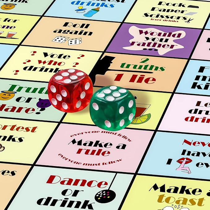 Drinking Games for Adults, Rubber Mat Drinking Board Game, Funny Party Interactive Drinking Games for Game Night, Birthday, Family Play or Any Occasion, Age 21+