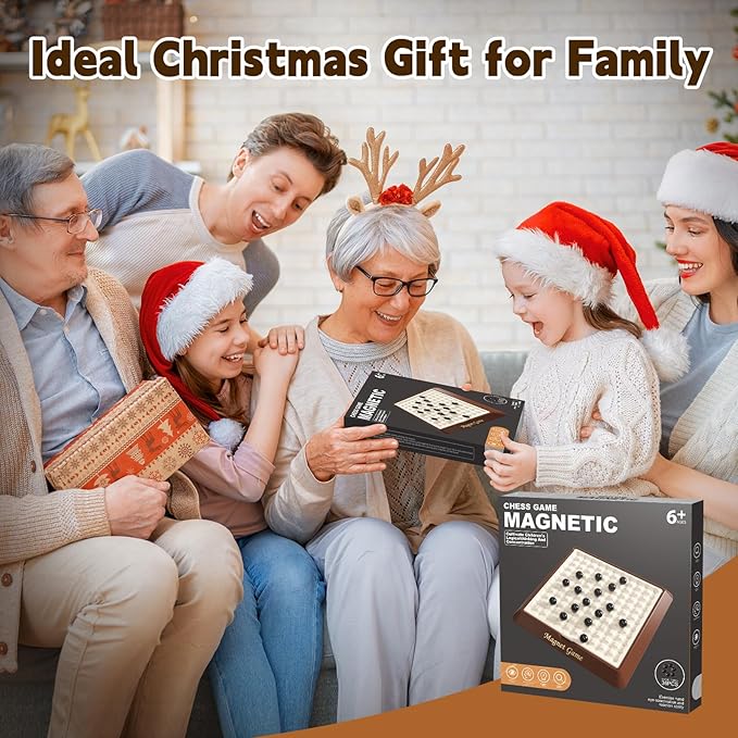 Magnetic Game Chess, Magnet Games for Adults and Kids with Storage Board, Magnet Chess Game with Stones, Board Game for Friends Family, 2-4 Player