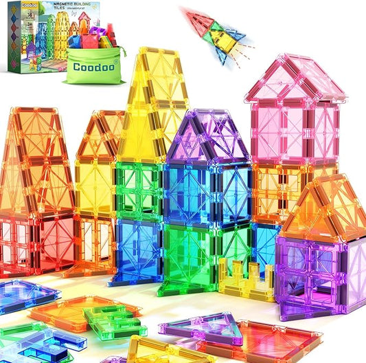 Kids Toys Magnetic Tiles Starter Set Classroom Must Haves, Magnetic Blocks for Toddlers Magnet Building Toys Preschool Montessori Learning Games for 3+ Year Old Boys & Girls