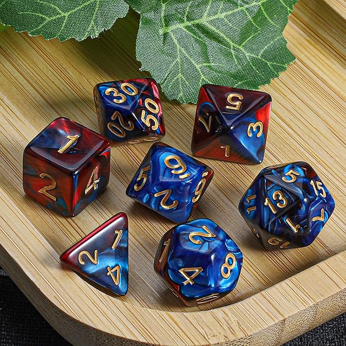 CiaraQ DND Polyhedral Dice Set with a Black Dice Bag for D&D RPG MTG Role Playing Table Games
