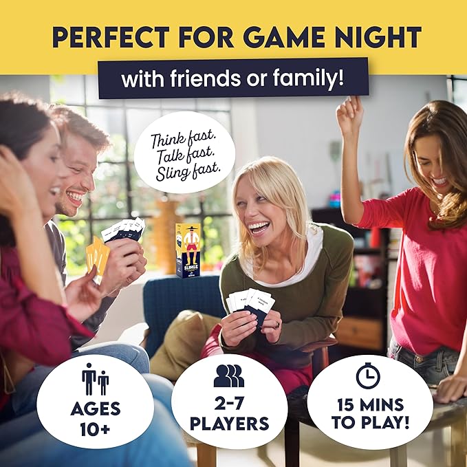 Blue Orange - Slingz – Fast-Paced Family Card Game for Kids, Teens, Adults, and College Students | Fun Categories Party Game for Gam Nights, Holidays, and Travel | 2–7 Players