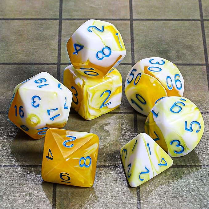 CiaraQ DND Polyhedral Dice Set with a Black Dice Bag for D&D RPG MTG Role Playing Table Games