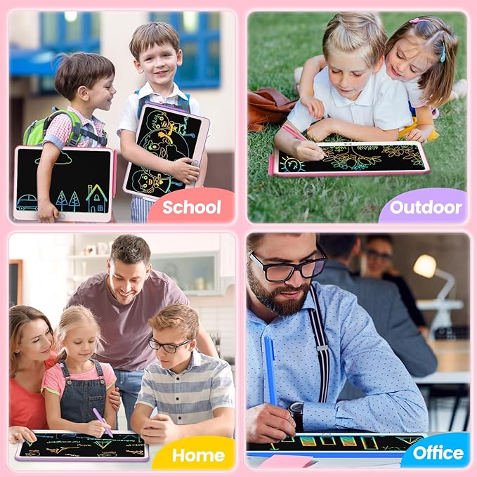 KOKODI LCD Writing Tablet, 12 Inch Colorful Toddler Doodle Board Drawing Tablet, Erasable Reusable Electronic Drawing Pads, Educational and Learning Toy for 3-6 Years Old Boy and Girls