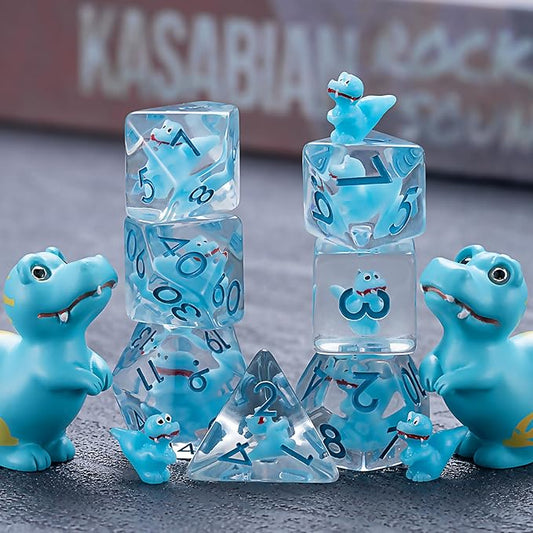 Polyhedral Dinosaur DND Dice,Resin Dinosaur D&D D and D Dice Set for Dungeons and Dragons MTG RPG Board Games