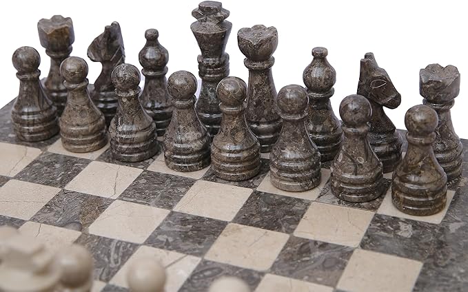 15 Inch Luxury Chess Set Classic Chess Boards for Adults with Handcrafted Stone Board & Marble Chess Pieces Ideal for Home Decor (Oceanic & Virona)