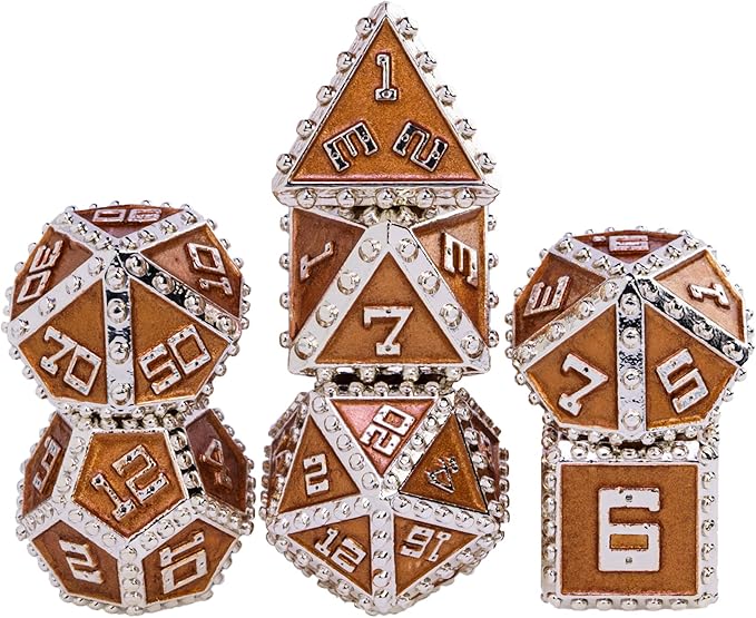 UDIXI Metal Dice Set, Metal DND Dice Set Rivet D&D Set for Dungeons and Dragons Role Playing Games (Pumpkin Color)