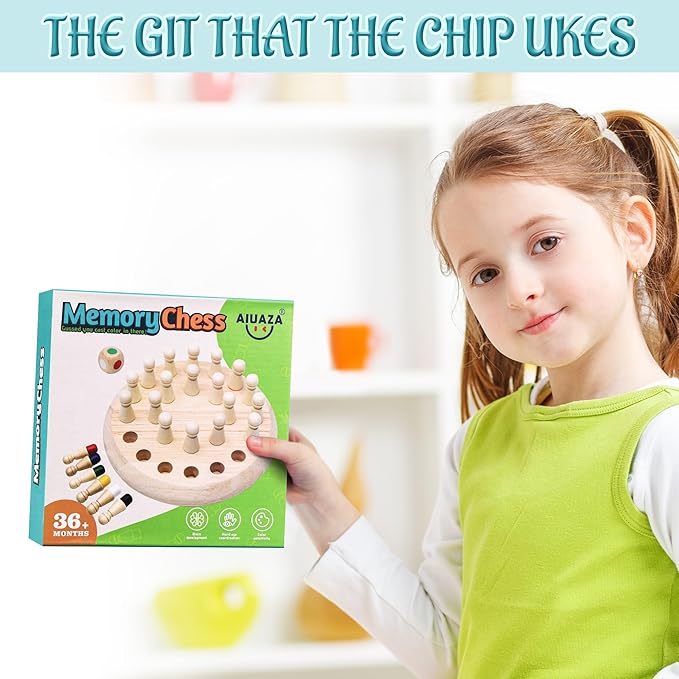 Wooden Memory Chess Matching Game: A Family Board Game Suitable for Children and Adults, Puzzle Toys Suitable for Ages 3, 4, 5, and 6, Birthday Gifts for Boys and Girls