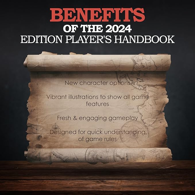 CraftyCrocodile Dungeons and Dragons 2024 Player's Handbook Bundled with DND 6 Dice Sets, Flannel Bags, Complete Printable Kit - Core Rulebook with D&D Starter Set Accessory - Tabletop Board Game