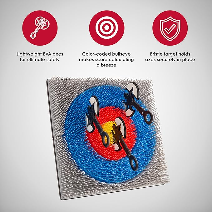 Jumbl Wall-Mounted Axe Throwing Game Set – Bristle Target with Foam Axes for Bars, Basements, and Playrooms | Indoor Safe Play for Adults & Kids, Fun Wall Decor for Boys Rooms & Game Rooms