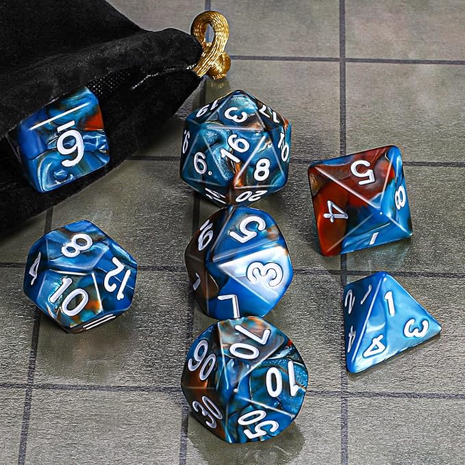 CiaraQ DND Polyhedral Dice Set with a Black Dice Bag for D&D RPG MTG Role Playing Table Games
