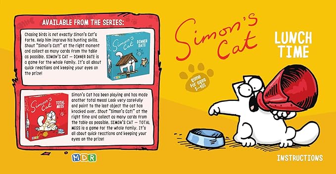 MDR Simon's Cat Lunch Time Card Game for Families Speed Reflex Game Fast Paced Fun Travel Card Games Family Children Card Games for Game Nights