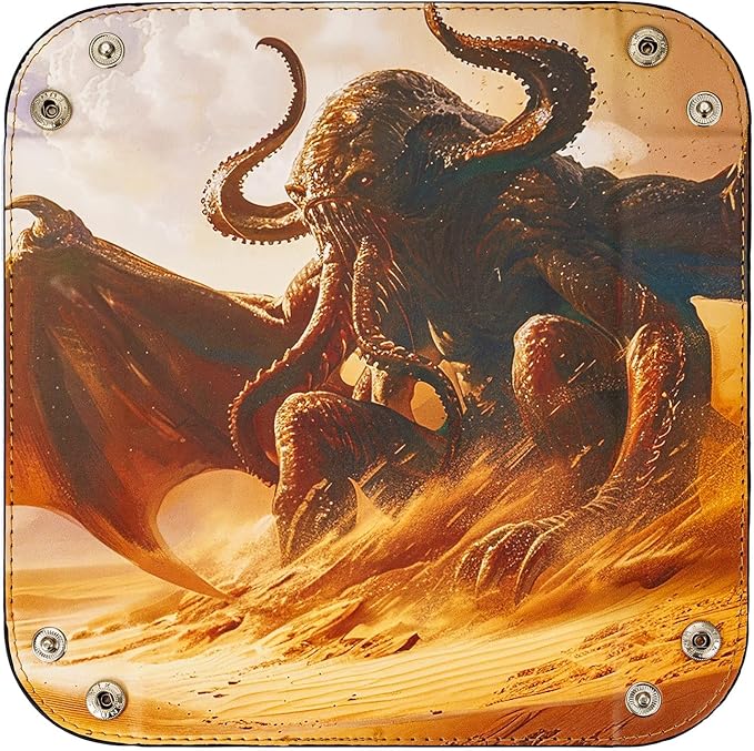 DND Dice Rolling Tray PU Leather Dice Trays Square Desk Organizer Accessory Case for Desktop Storage and RPG Board Games, Jewelry Valet Tray for Women and Men