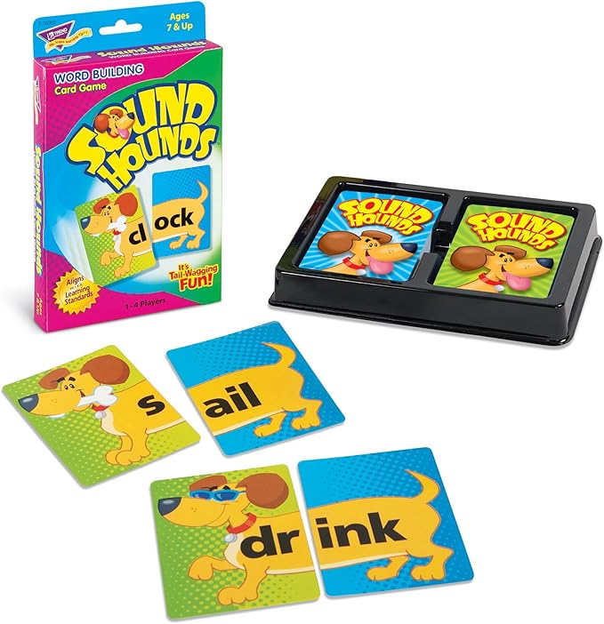 Trend Enterprises: Sound Hounds Word Building Card Game, Match Word Beginnings with Endings to Spell Words and Score Points, Make Over 400 Words, 1 to 4 Players, for Ages 7 and Up