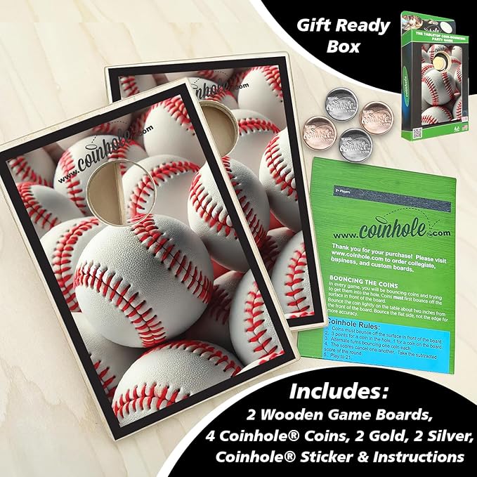 Desktop Coin Bouncing Party Set | Tabletop Cornhole Board | Small Travel Game Includes Coins