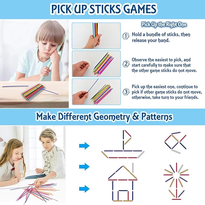 ZeeDix 90 Pcs Pick Up Sticks with 3 Sets Retro Metal Jacks Kit- Include 3 Pcs Red Rubber Balls and 30 Pcs Gold and Silver Metal Jacks, Classic Fun Game Gift of Jacks for Kids Adults Family