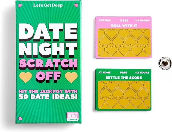 Date Night Scratch-Off Cards by Relatable, Gifts and Unique Date Night Ideas for Couples, Discover Fun Couples Activities for Day and Night, Includes Coin and 50 Scratch-Off Cards, for Ages 17+