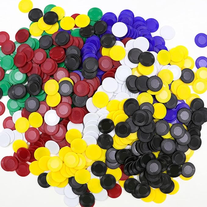 600Pcs Plastic Poker Mini Chips in 6 Colors Bulk Poker Card Game Chips for Game Play Learning Math Counting Kids Teaching Rewards（2.2CM in Diameter）