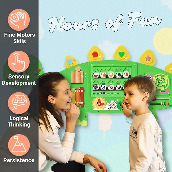 Activity Wall Busy Board, Sensory Wall Panel for Kids, 12 in 1 Learning Activity Center, Large Busy Board Wooden, Gift Idea for Kids 2-6 Years, Montessori Sensory Toys, Viga Toys