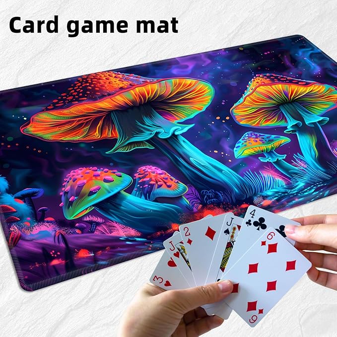for MTG Playmat with Storage Bags, Card Playmat for TCG Card Playing Game,Rollable & Foldable for PTCG and Board Game Mat for Cards,Non-Slip Colorful Moushroom Desk Mat for Home Office