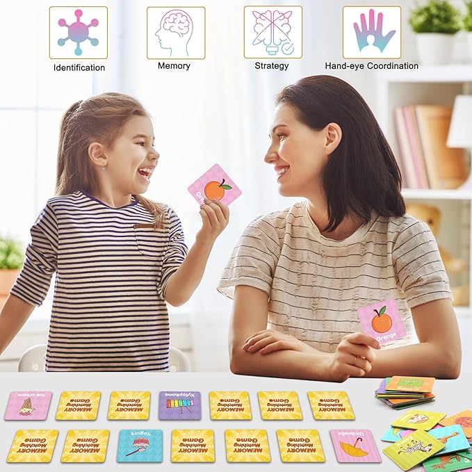 Memory Game First Words, Memory Games for Kids Ages 4-8, Matching Games for Toddlers 3-5,60PCS Flash Cards Phonics Games,Memory Card Game 2-4 Years,Homeschool Educational Toys Speech Therapy Materials