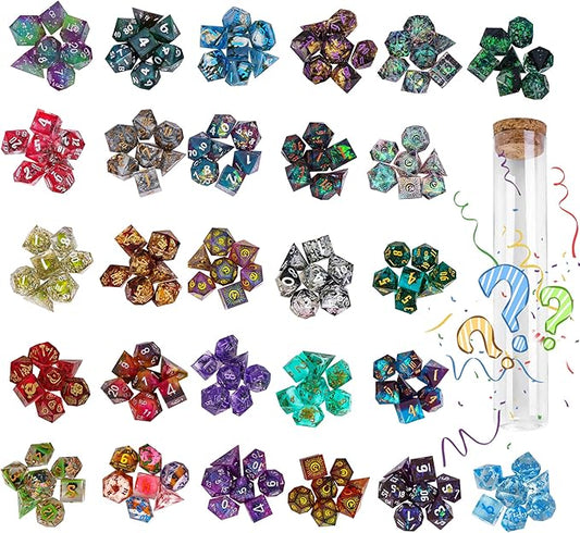 7PCS DND Dice Set,Handmade Sharp Edge Dice Set Mystery Blind Box D&D RPG Polyhedral Resin Dice,for Dungeons and Dragons TTRPG Games Roleplaying Games Pathfinder
