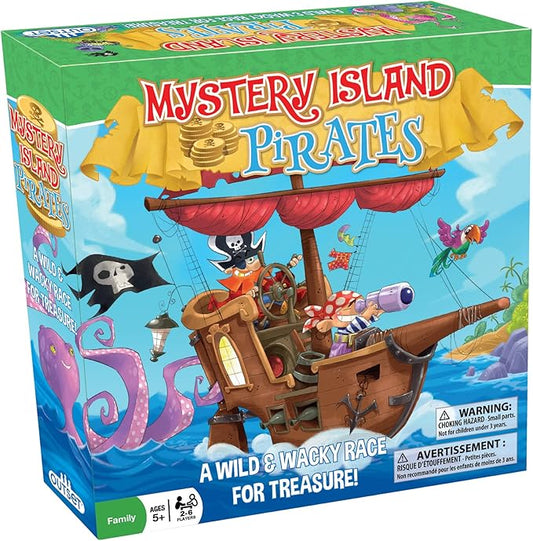 Mystery Island Pirates - Tile Game, by Outset Media, A Wild & Wacky Race for Treasure, Build Your Own Game, Two Games in One Box, Perfect for Family Game Night & Children, for 2-6 Players, Ages 5+