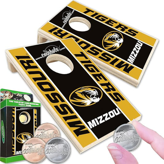 Tabletop Cornhole Game Set | Officially Licensed College Mini Football Cornhole Board Game | Includes Coins