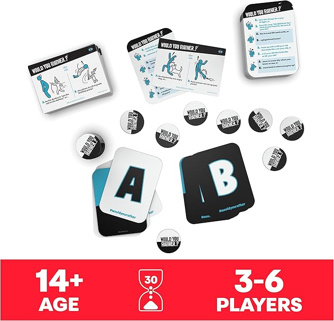 Spin Master Games, Would You Rather? Funny Party Card Game for College, Friendsgiving, Birthdays, & More, for Teens & Adults, 3-6 Players, for Ages 14 & Up