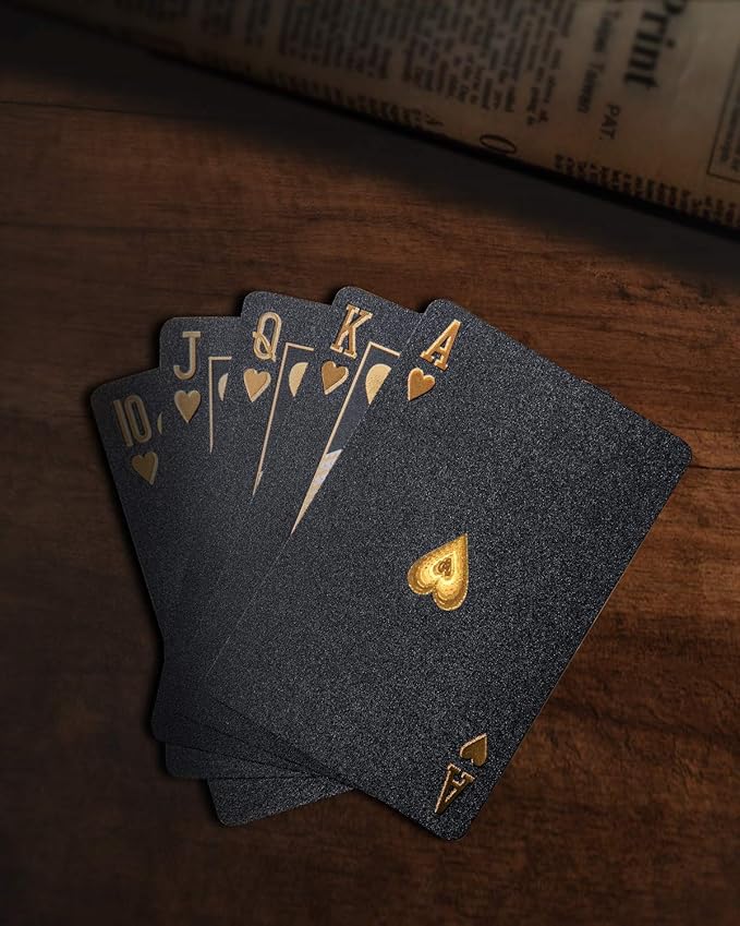 BIERDORF Diamond Waterproof Black Playing Cards, Poker Cards, HD, Deck of Cards (Black)
