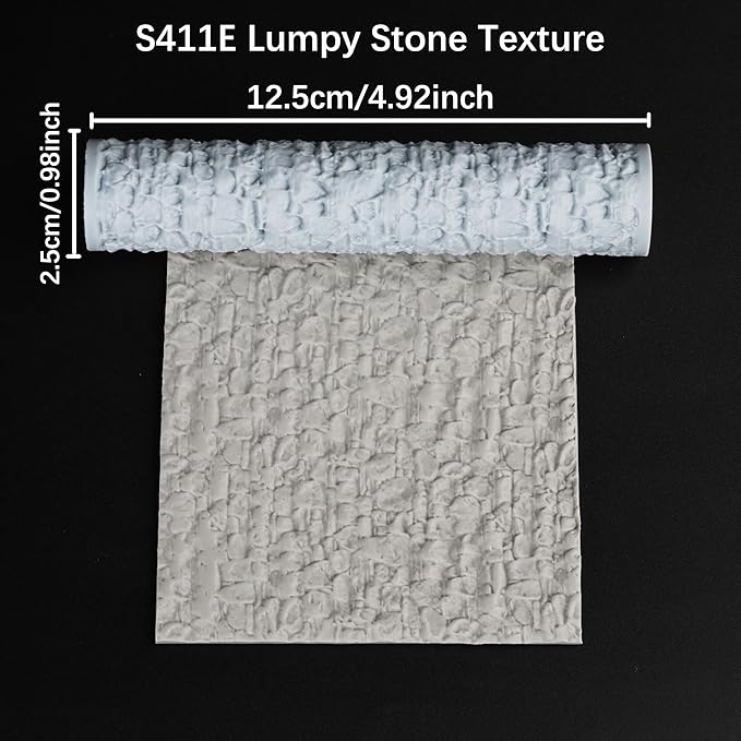 Texture Roller for RPG Terrain - Board Game Accessory - DND Miniatures and Warhammer - Enhance Your Gaming Experience S411-E Lumpy Stone Texture