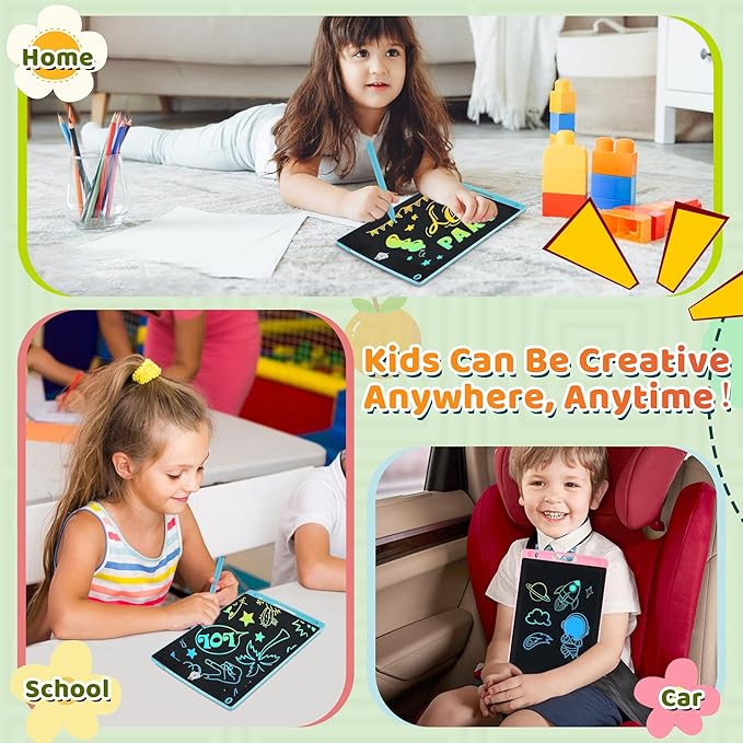 LCD Writing Tablet for Kids, 6 Pack Doodle Board Toddler Toys, Drawing Tablet, Doodle Board, Kids Games Writing Pad, Educational Christmas Gifts for Boys Girls, 8.5inch (Blue+Pink)