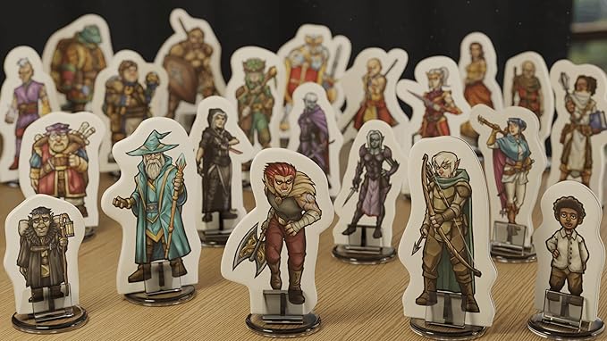 Hard Flat Minis for DND Miniatures with Bases | 28mm - 32mm Scale Dungeons and Dragons Starter Set 5e (Class Pack, 35, Miniatures)