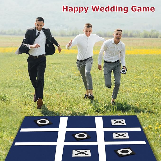 Giant Tic Tac Toe Bean Bag Toss - Outdoor Camping Backyard Lawn Games for Kids Adults - Large Indoor Family Games for Christmas Party