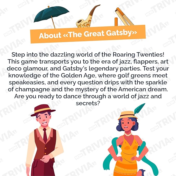 Couch Trivia Game A Fun and Educational Game with Virtual Host for Adults (The Great Gatsby)
