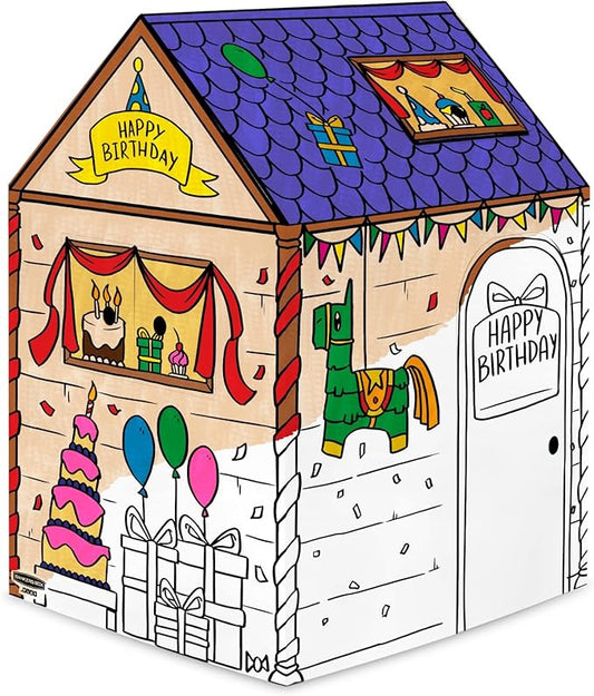 Bankers Box at Play Color in Birthday Playhouse, Cardboard Playhouse and Life Size Craft Activity for Kids and Families