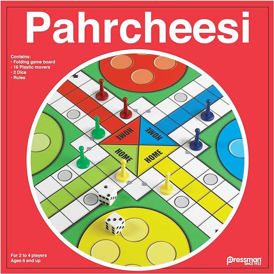 Pressman Toy Pahrcheesi in Box, Red, Pahrchessi