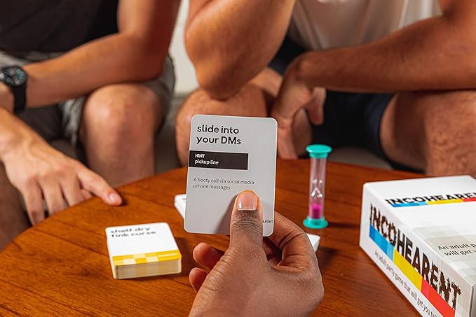 Incohearent, The Guess the Gibberish Party Game by Relatable, A Funny Card Game for Adults, Great for Bachelorette Party Games or Game Night Games, Includes 400 Cards, Instructions, and 1 Sand Timer