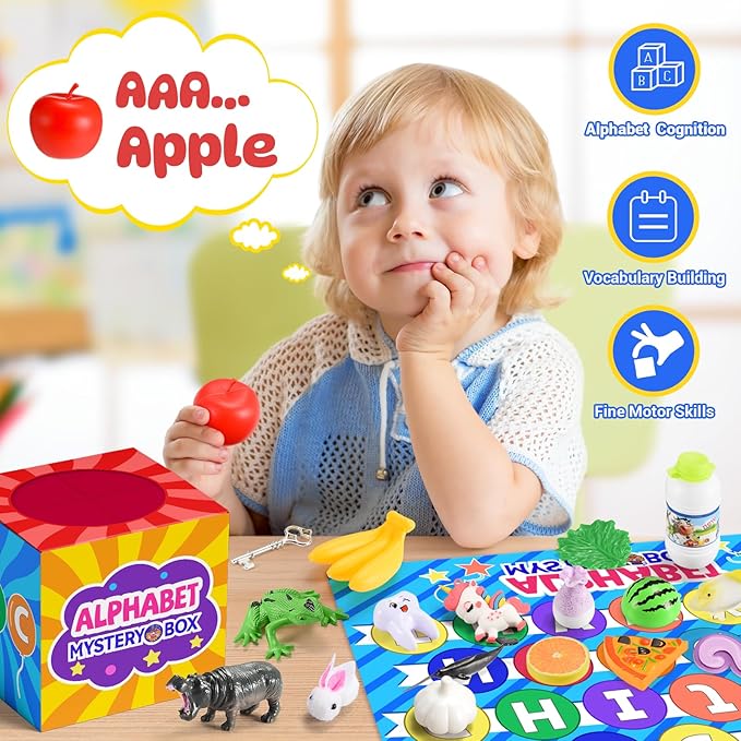 Mystery Box Toys for Toddlers,Alphabet Mystery Box Letters Matching Game Learning Educational Preschool Games for Kids Ages 3-7 Easter Basket Stuffers Birthday Gifts Toy for Kids Ages 2-4 5-7