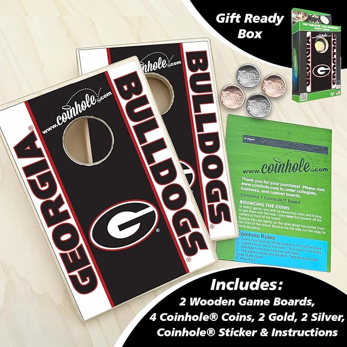 Tabletop Cornhole Game Set | Officially Licensed College Mini Football Cornhole Board Game | Includes Coins
