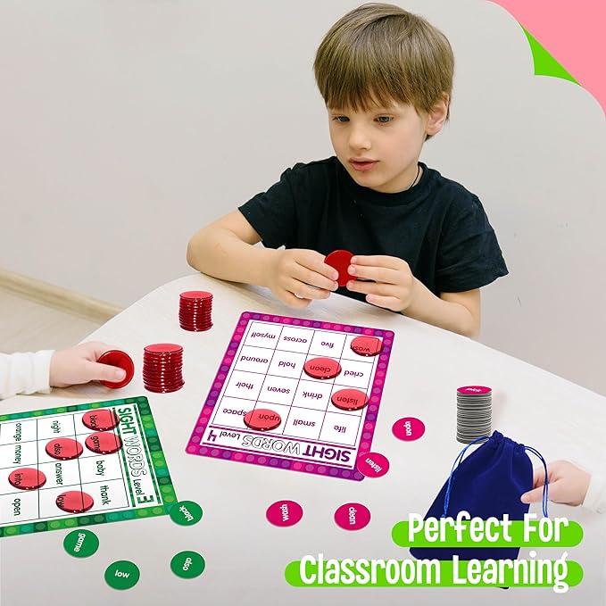 Sight Word Bingo Game, 120 Sight Words Learn to Read Level 3 & Level 4 Bingo Board Game Dolch's & Fry's Words Lists for Kindergarten and Preschool Kids 5+, Perfect for Classroom & at Home