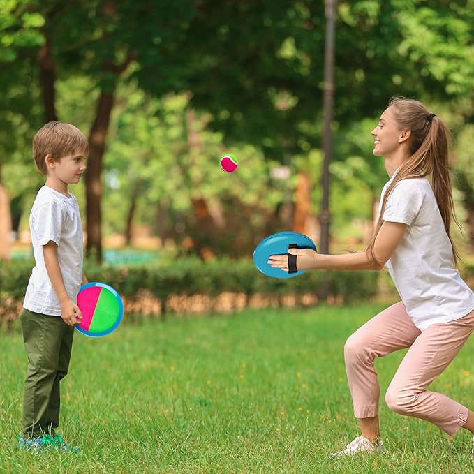 Toss and Catch Ball Set for Toddlers, Kids and Adults - 4 Pack - Kids Toys Outdoor Indoor - Sturdy & Water-Resistant, Great Game for Beach, Pool and Yard - Classic Gift for Boys Girls