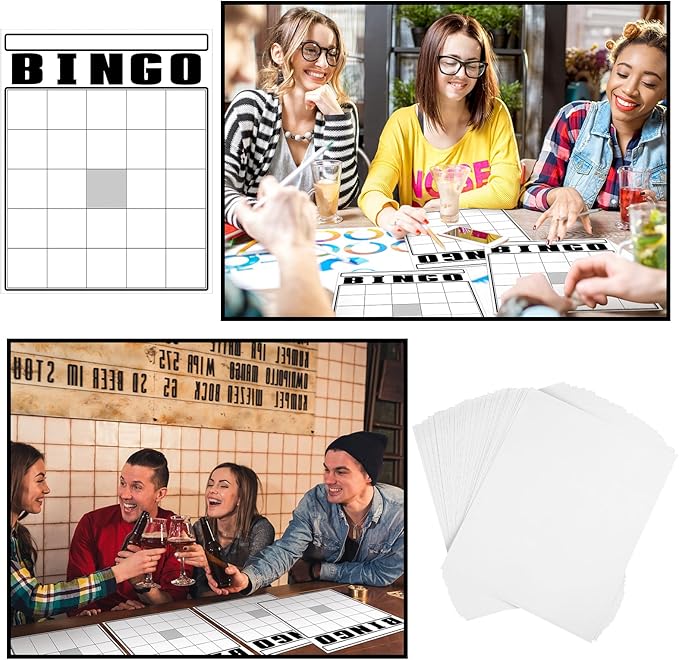 36 Pcs Blank Bingo Cards White Jumbo Bingo Game Board Make Your Own Cards Bulk Blank Large Sheet Squares Funny Game Board for Adult Party Square Fill in Gift