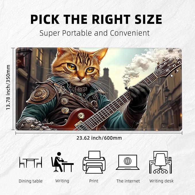 for MTG Playmat with Storage Bag, for TCG Playmat and Playing Card Mat for Magic Board Games, Non-Slip Tabby Cat Desk Mat, Stitched Edges Game Mat, Rollable & Foldable Card Playmat