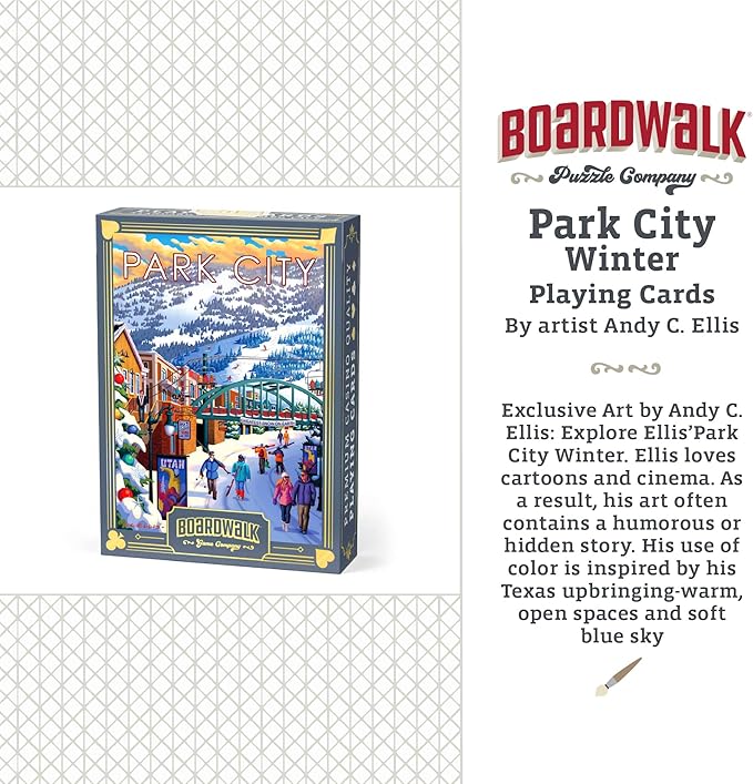 Boardwalk Puzzles Premium Featherlight Unique Playing Cards, Fun Themed Deck for Home and Travel | Park City Winter