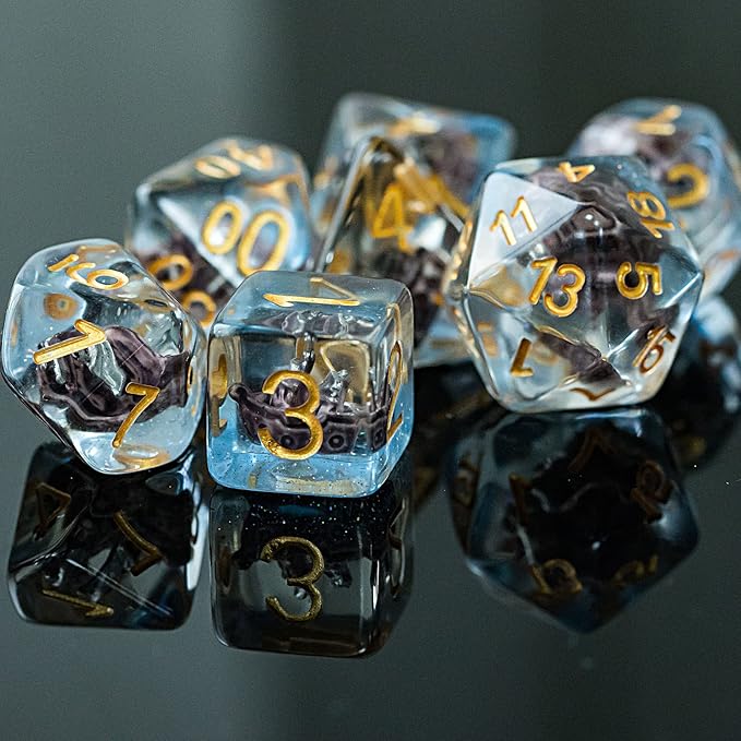 UDIXI 7-Die Polyhedral DND Dice Set, Resin D&D Dice Filled with Sailboat for Dungeons and Dragons Role Playing Game(RPG),Pathfinder,Tabletop Game