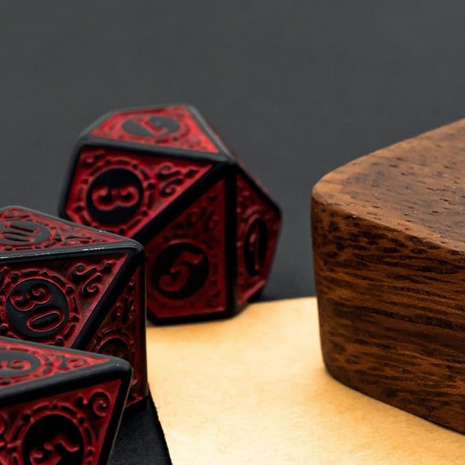 DND Dice Set-D&D Polyhedral Dice (7 Pcs) with Leather Dice Bag for Dungeons and Dragons Role Playing Dice Games RPGs (Red with Black Edge)